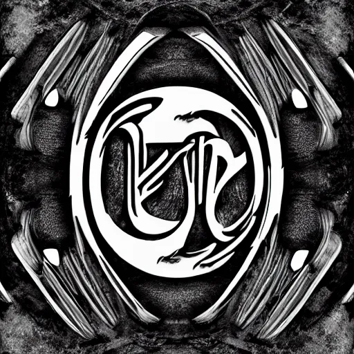 Prompt: dark metal music band logo, black and white, high detail, 4 k