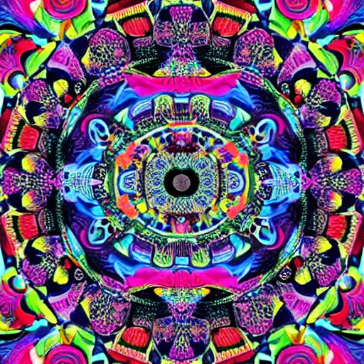 Image similar to A mandala of cats, hyper detailed, psychedelic