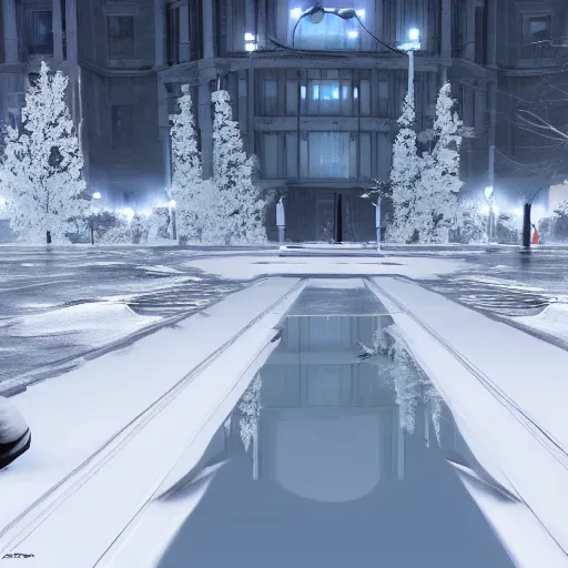 Image similar to mirror's edge in russia, winter concept art, artstation, unreal engine, game screenshot with hud and hands