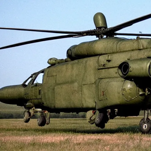 Image similar to soviet helicopter Mi-24, military art