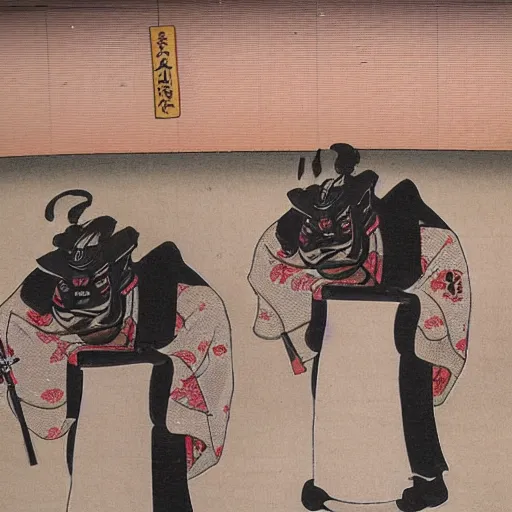 Prompt: real photo of a pair of japanese oni walking in kyoto, high detail,