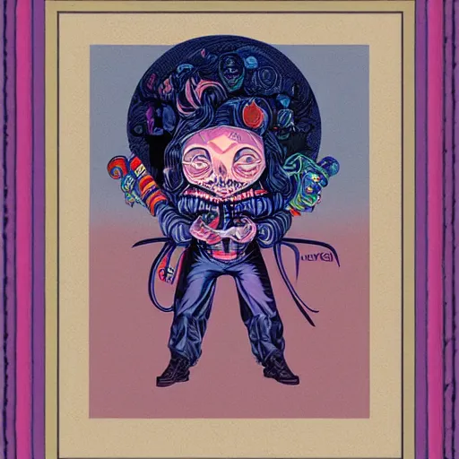 Image similar to original jean giraud digital art painting pastel goth aesthetic, creepy kawaii, highly detailed, highly intricate, tom whalen