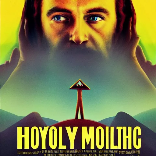 Image similar to movie poster for the holy mountain 4 k photorealism