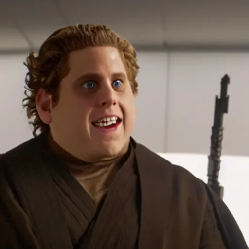 Image similar to jonah hill as evil anakin skywalker in star wars episode 3, 8k resolution, full HD, cinematic lighting, award winning, anatomically correct