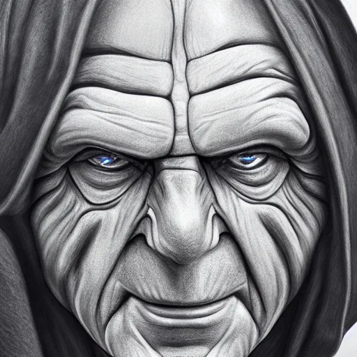 Image similar to portrait of Emperor Palpatine, photorealism, 4k, super detail, drawing like in star wars