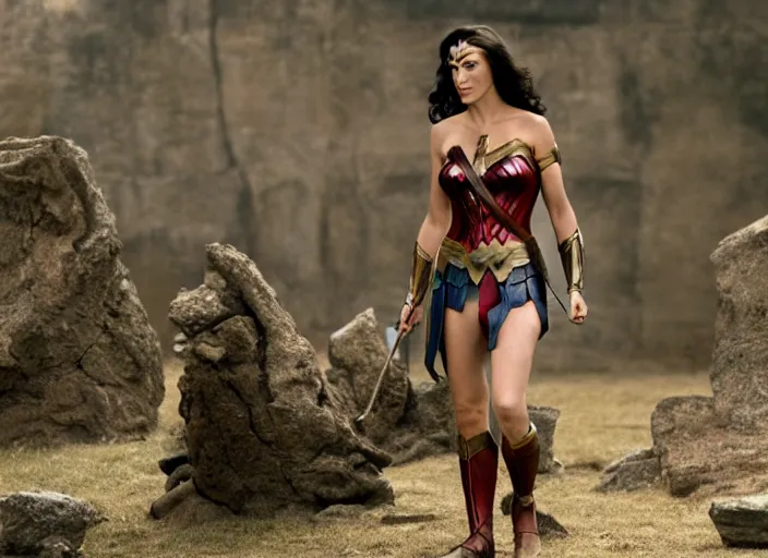 Image similar to film still of Jennifer Connelly as Diana in wonder woman, 4k