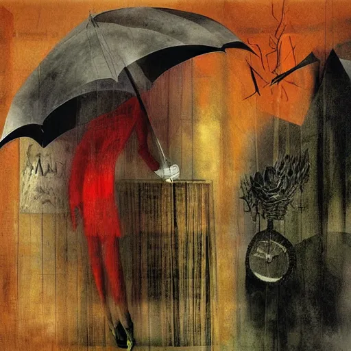 Image similar to Inside on a rainy day, by Dave McKean