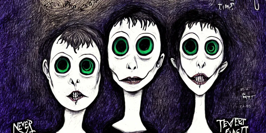 Prompt: never let them take the light behind your eyes, inspired by Tim burton, VHS