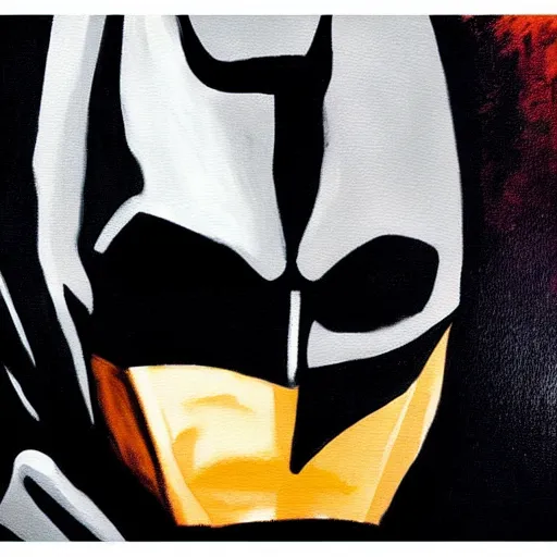 Image similar to Painting of a batman dark knight by Christopher Nolan oil painting