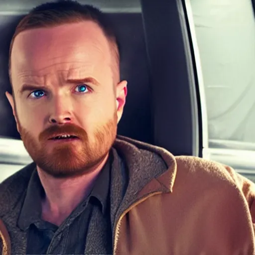 Image similar to Live Action Still of Aaron Paul dressed as and playing Walter White in Breaking Bad, real life, hyperrealistic, ultra realistic, realistic, highly detailed, epic, HD quality, 8k resolution, body and headshot, film still