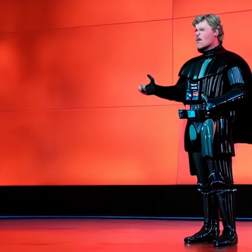 Image similar to rare photo of lord vader giving ted talk