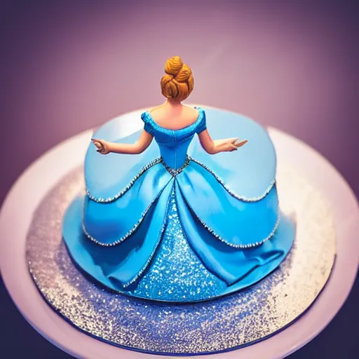 Image similar to high resolution photo of a cinderella cake, very elegant, food photography, instagram, trending