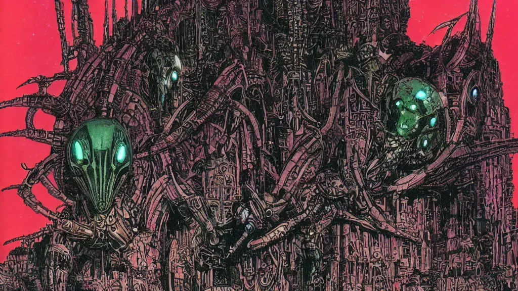 Image similar to alien empire by Philippe Druillet and Richard M Powers
