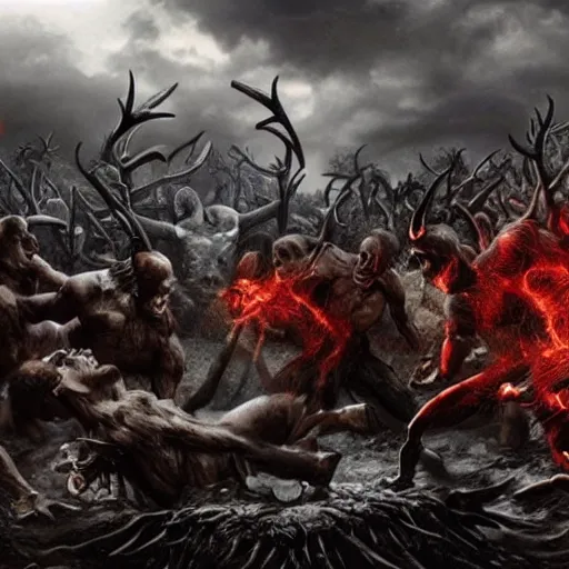 Image similar to Hell, hyper realistic, alot of devils, 4K UHD