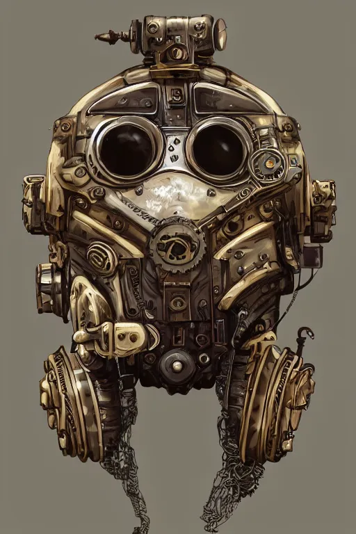 Image similar to steampunk helmet fantasy art mask robot ninja stylized digital illustration sharp focus, elegant intricate digital painting artstation concept art global illumination ray tracing advanced technology chaykin howard and campionpascale and cooke darwyn and davis jack