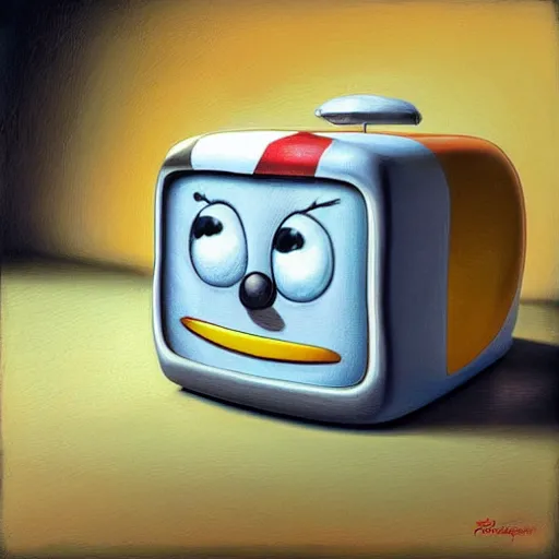 Prompt: hyper realistic, portrait, the brave little toaster