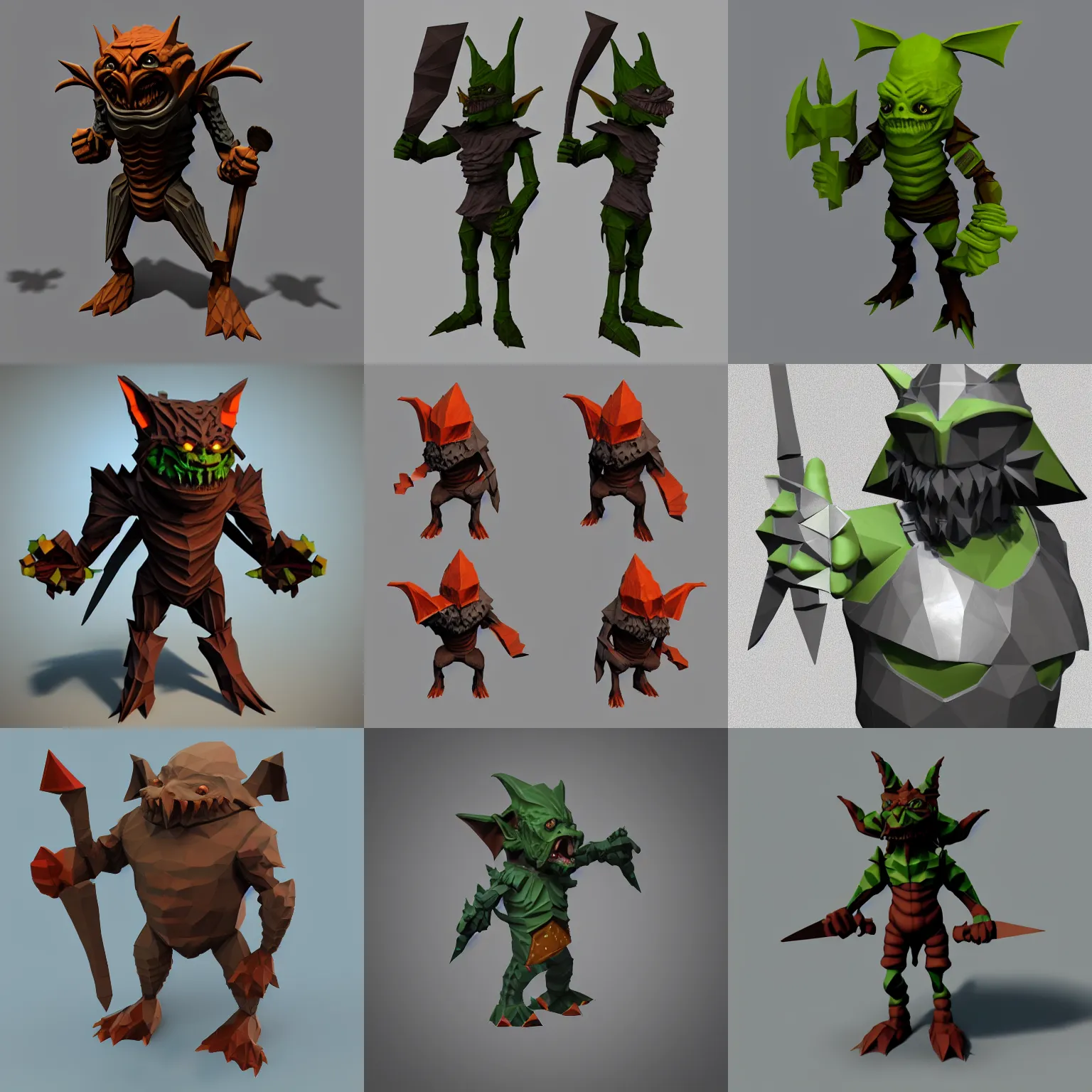 Prompt: stout goblin wearing armor, 3 d low poly render