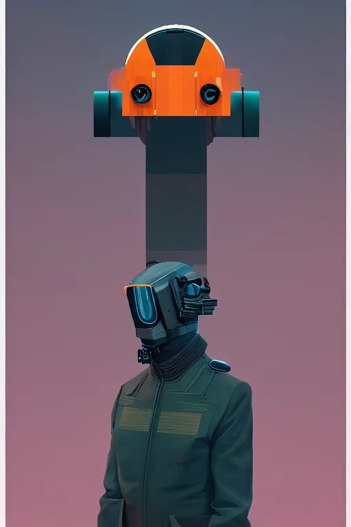 Prompt: full body tyrant general, blade runner 2 0 4 9, scorched earth, cassette futurism, modular synthesizer helmet, the grand budapest hotel, glow, digital art, artstation, pop art, by hsiao - ron cheng