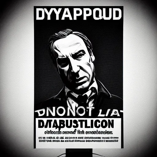 Image similar to “ dystopian propaganda poster of saul goodman as an evil overlord ”