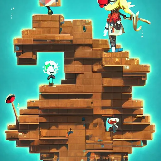 Image similar to <made in unity> <3D anime platformer roguelike> <James Jean art> <Windwaker inspire> Nintendo style