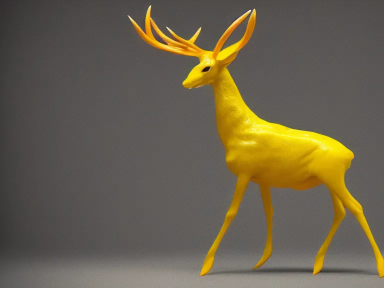 Prompt: A bubalope is a mutant deer with large yellow translucent leather sacks growing on its back. Concept art, octane render, extremely high detail, detail, hyperrealism, cinematic, 8k, depth of field