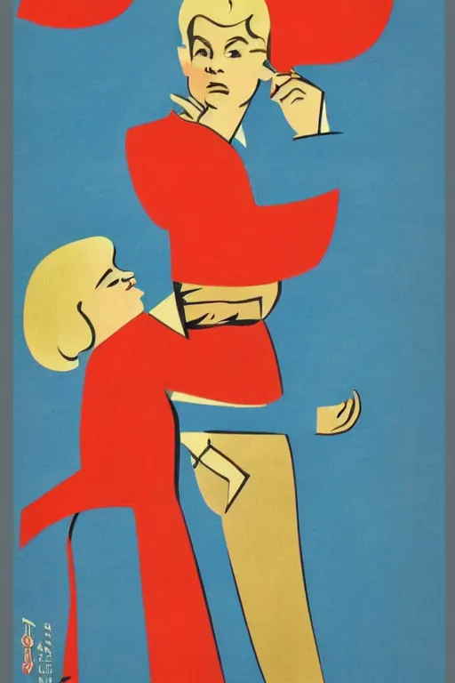 Image similar to twitter, 1 9 6 0 s soviet poster