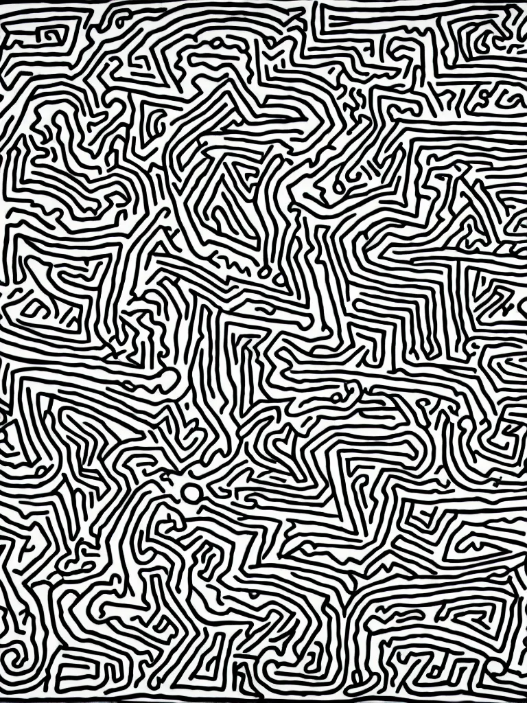 Image similar to continuous line gesture drawing, quick sketch inspired by keith haring, shantell martin, keith haring, elaine leon