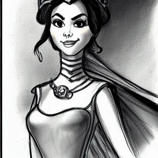 Image similar to milt kahl sketch of victoria justice as princess padme from star wars