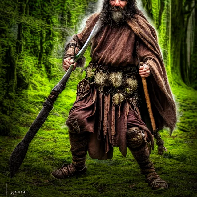 Prompt: photo of a druid warrior, highly detailed, 4 k, hdr, smooth, sharp focus, high resolution, award - winning photo