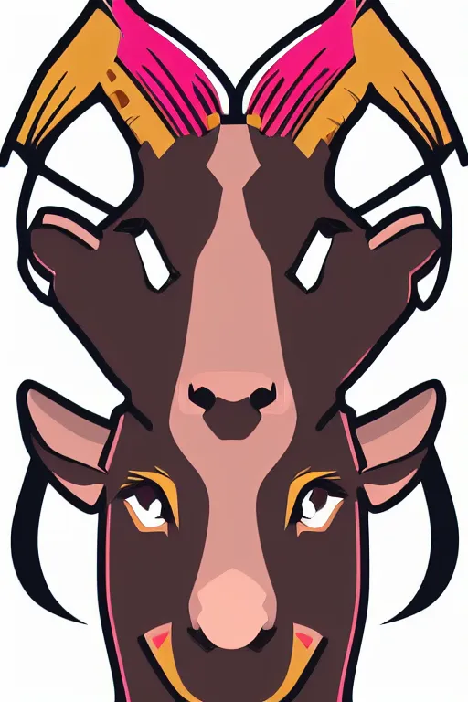 Image similar to Portrait of a savage goat, anime, sticker, colorful, illustration, highly detailed, simple, smooth and clean vector curves, no jagged lines, vector art, smooth