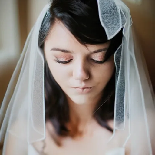 Image similar to cute kitten wearing a bride veil