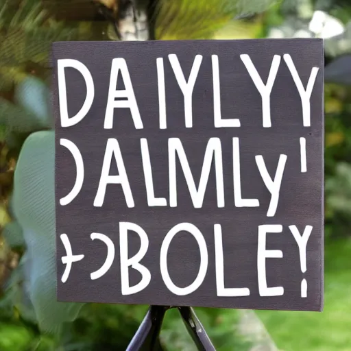 Prompt: a wooden sign that says daily, marker, handwritten