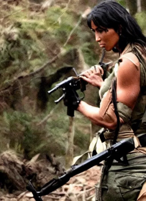 Image similar to film still of kim kardashian as John Rambo in Rambo,