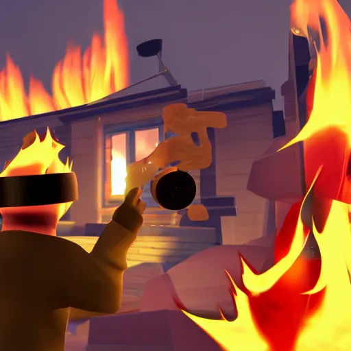 Prompt: VRChat is on fire