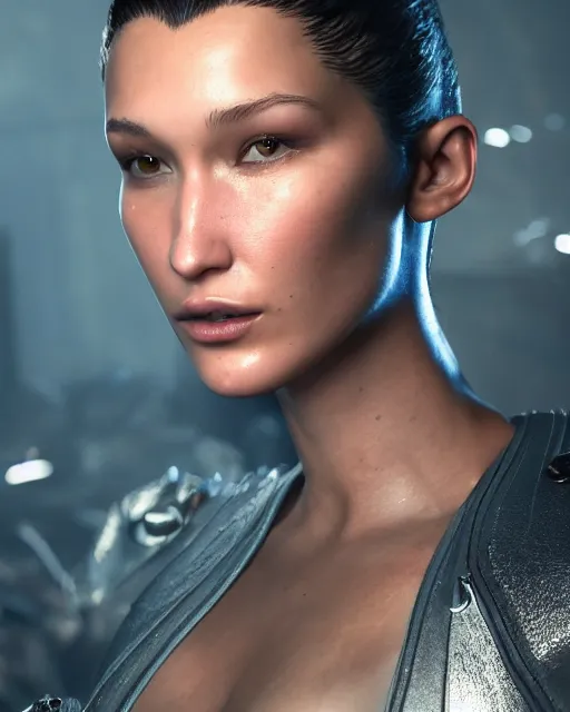 Image similar to a highly detailed metahuman 8 k close up render of bella hadid in ieronim bosch style trending on artstation made in unreal engine 4