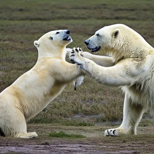 Image similar to A Polar Bear fighting an Male Lion