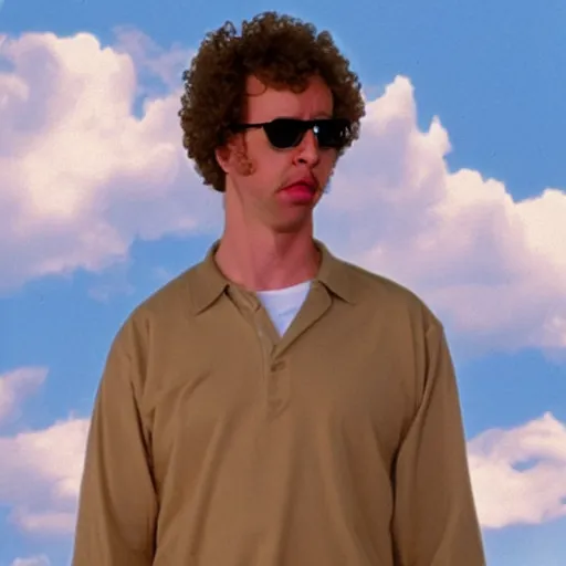 Prompt: “Napoleon Dynamite as the dude from the Big Lebowski”