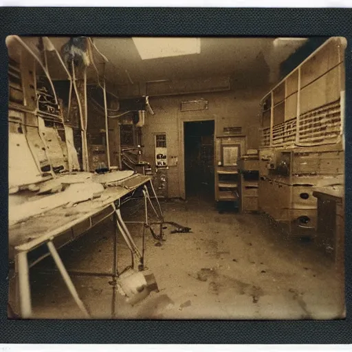 Prompt: Photo of a old rusty Soviet lab taken by a Polaroid