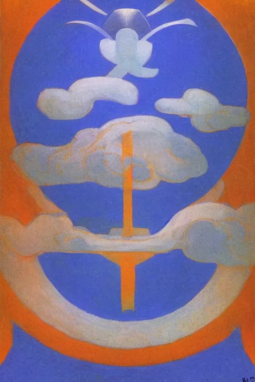 Image similar to thor, marvel, artwork by nicholas roerich,