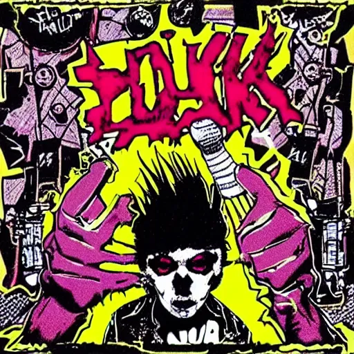 Image similar to punks not dead!, exploited, clash, punk rock album cover art style, grunge, no future