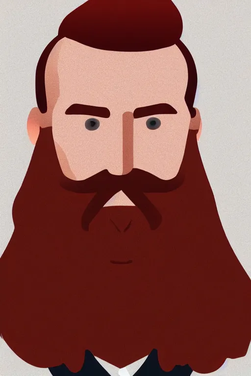 Image similar to face icon stylized minimalist portrait of a respectable dignified 3 0 ish pentecostal preacher with kind eyes and red beard and hair, serge birault, global illumination