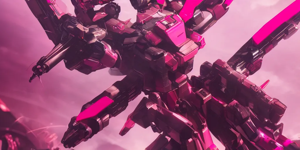 Image similar to isometric of female gundams in pink and red collection, intricate mechanical details, futuristic, y 2 k aesthetic, dramatic lighting, 4 k, 3 d octane render, provenance, detailed, trending on artstation