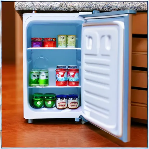 Image similar to mini fridge with spoons inside