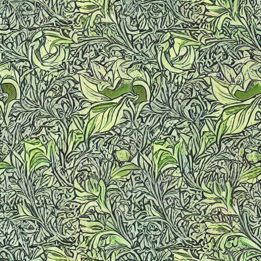 Image similar to william morris wallpaper, pepe the frog