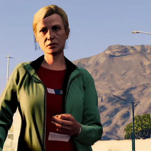 Prompt: Alexandra Lamy in GTA 5, covert art