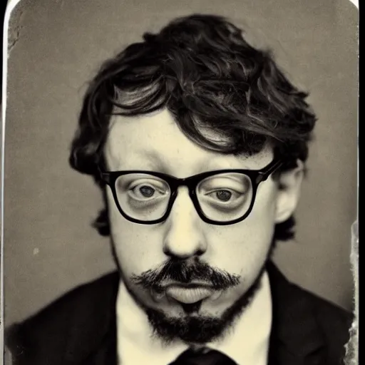 Image similar to ambrotype portrait of sam hyde wearing a suit, very detailed, very intricate,