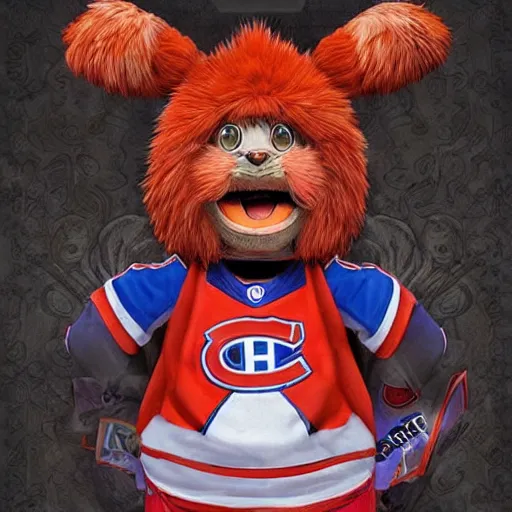 Image similar to anime Portrait of Youppi the Habs Montreal Canadiens Mascot as a very cute powerful and friendly pokemon, highly detailed anime, high evolution, 1990s, legendary, smooth, sharp focus, dynamic lighting, intricate, trending on ArtStation, illustration pokemon, art by WLOP