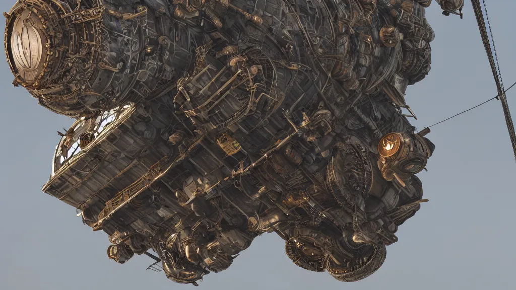 Image similar to steampunk tardigrade airship, high detail, octane render, 8k