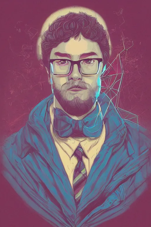 Prompt: portrait of jewel neckbeard nerd in the style of Rob Lefield and Dan Mumford , trending on artstation, digital art,surrealism ,macro,blueprint ,vaporwave ,