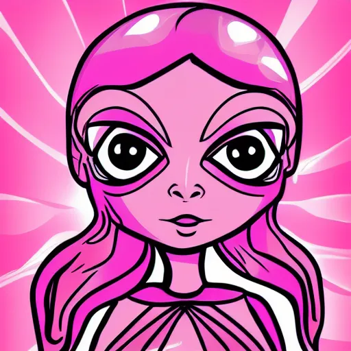 Prompt: beautiful pink little alien girl, profile pic, cartoon